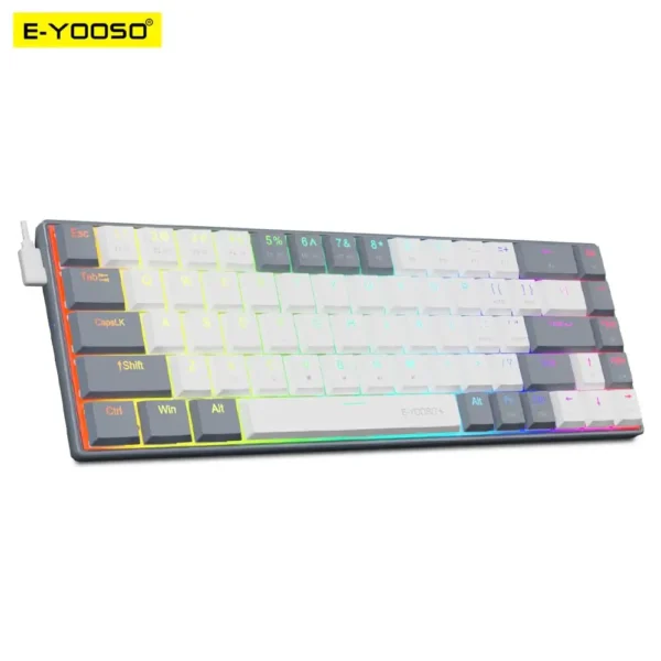 E-YOOSO A68 RGB Mini Slim USB Wired Mechanical Gaming Keyboard Red Switch 68 Keys Gamer Russian Brazilian for Compute PC Laptop