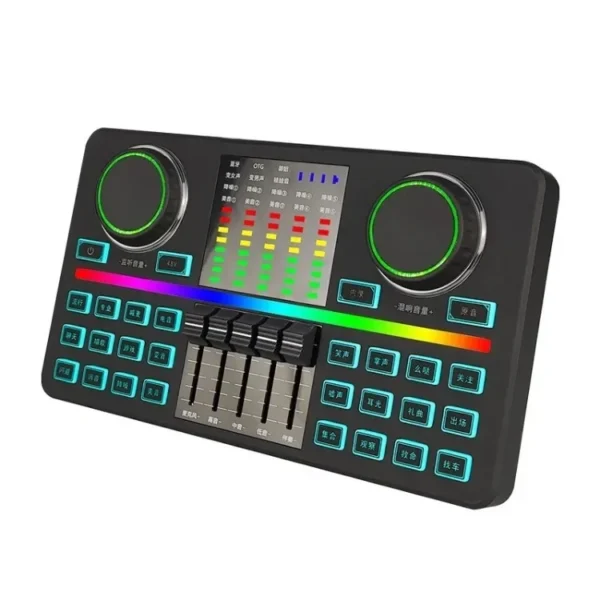 Censreal RGB Lighting Flash External USB Sound Cards Adjustable Audio Mixer Better V8 V9 Sound Card for Singing Live Stream